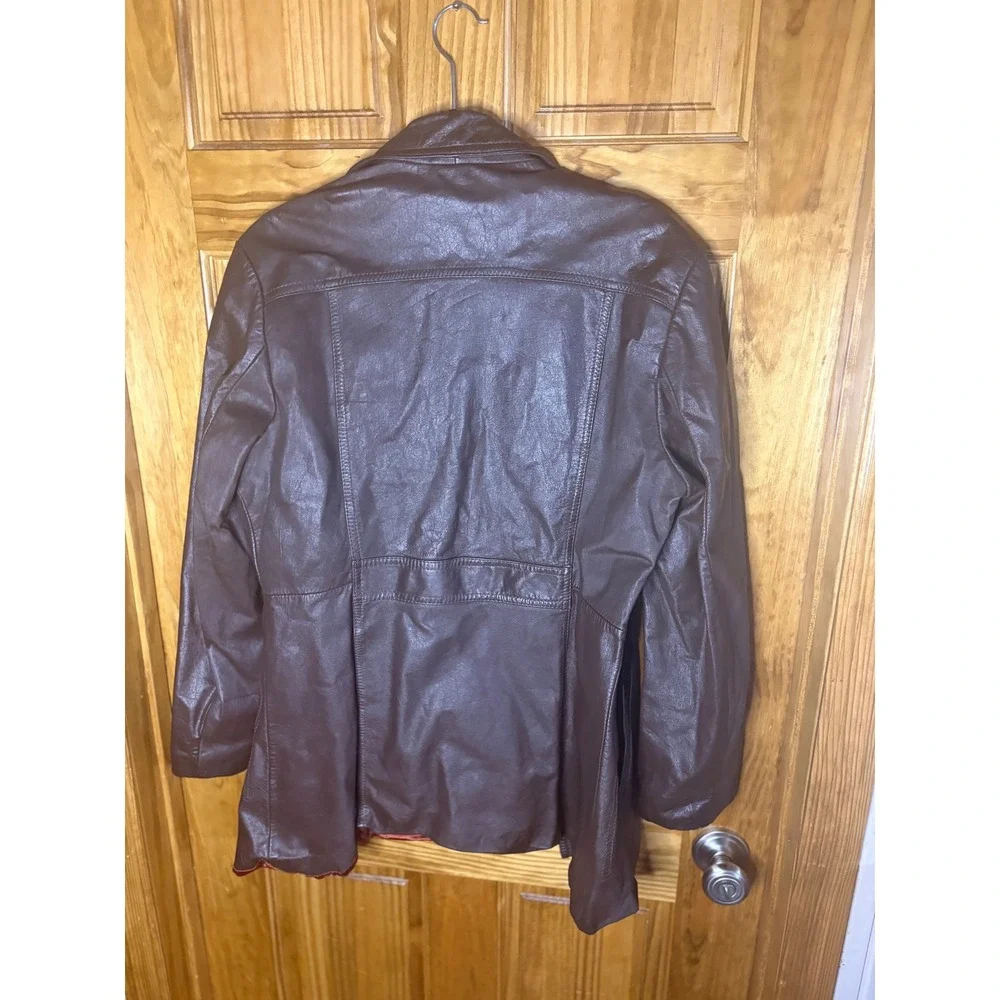 Golden State Leather Fashions Mens Brown Leather Car Coat Jacket Vintage Size 40